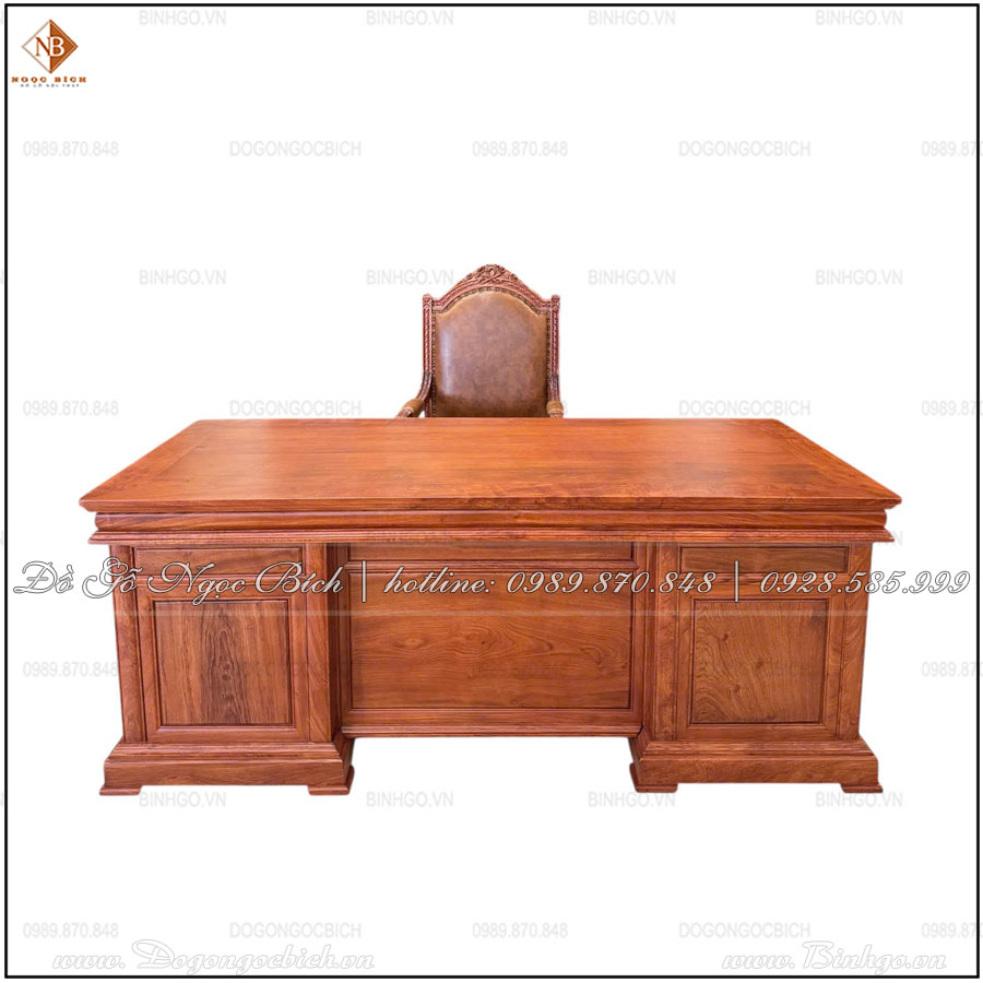 Bộ Bàn Ghế Giám Đốc Mẫu Hoa Lá Tây Trơn dài 197cm