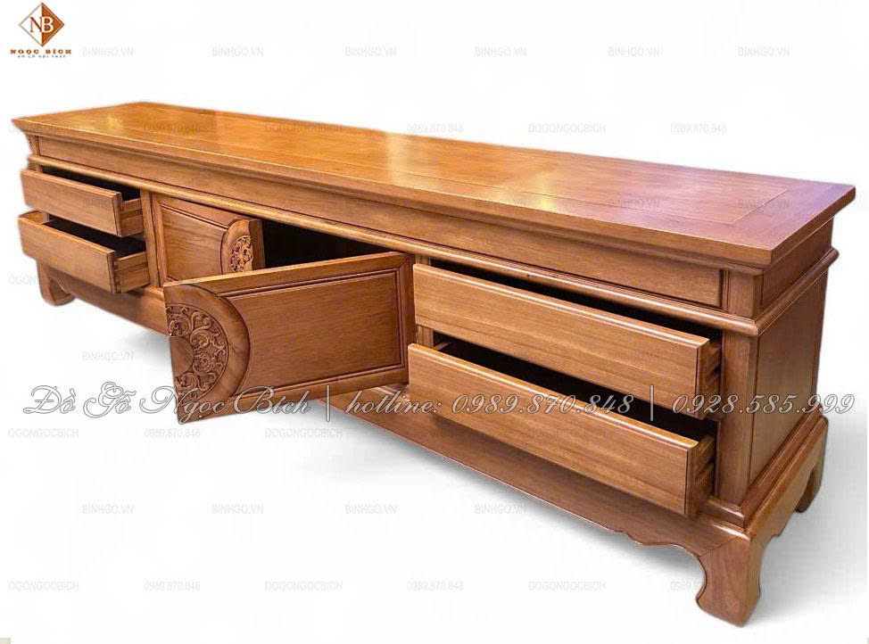 Kệ tivi tân cổ điển gỗ Gõ Đỏ đẹp