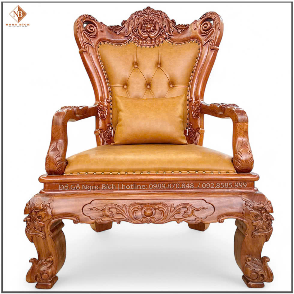 Ghế Chủ Tịch bọc da màu vàng bò