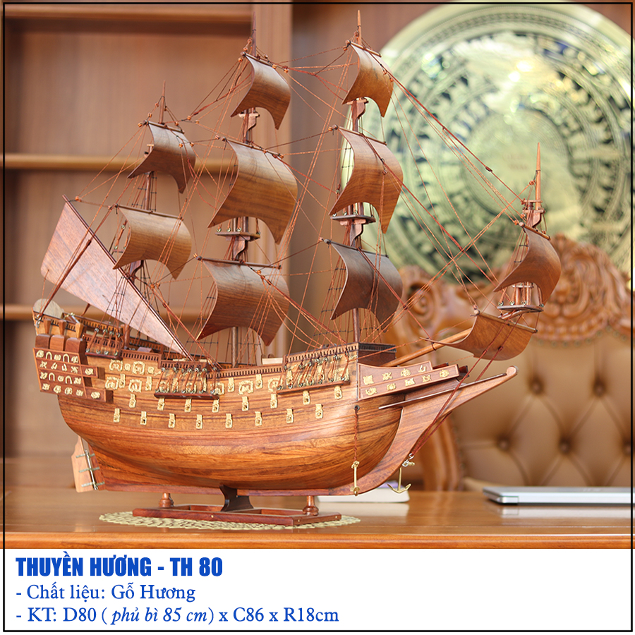 thuyền buồm gỗ hương 80cm