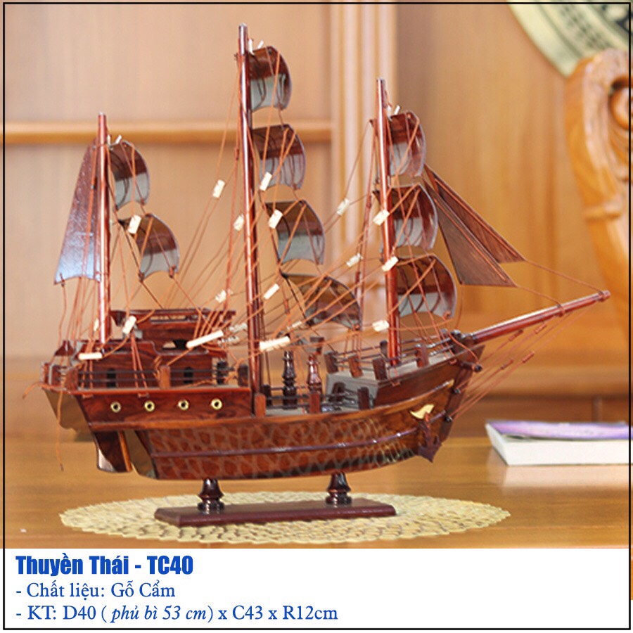 Mẫu thuyền Thái Lan chất liệu gỗ cẩm