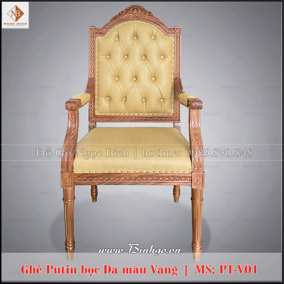 Ghế bọc da màu vàng sữa