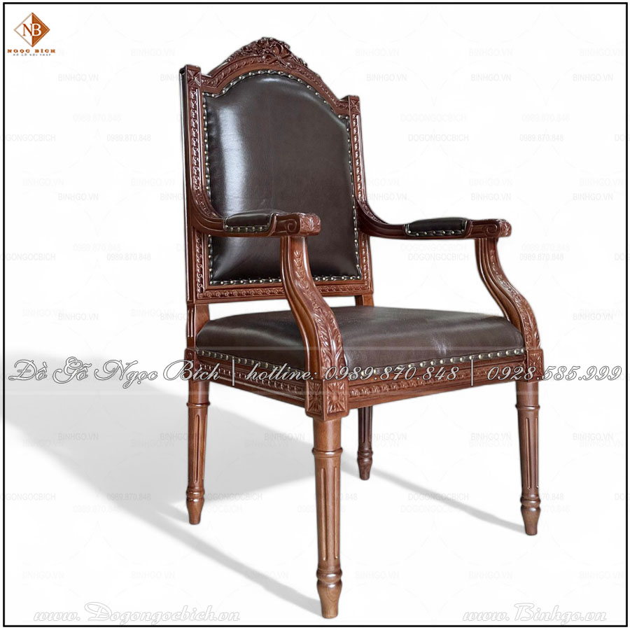 Ghế bọc da thật màu Chocolate