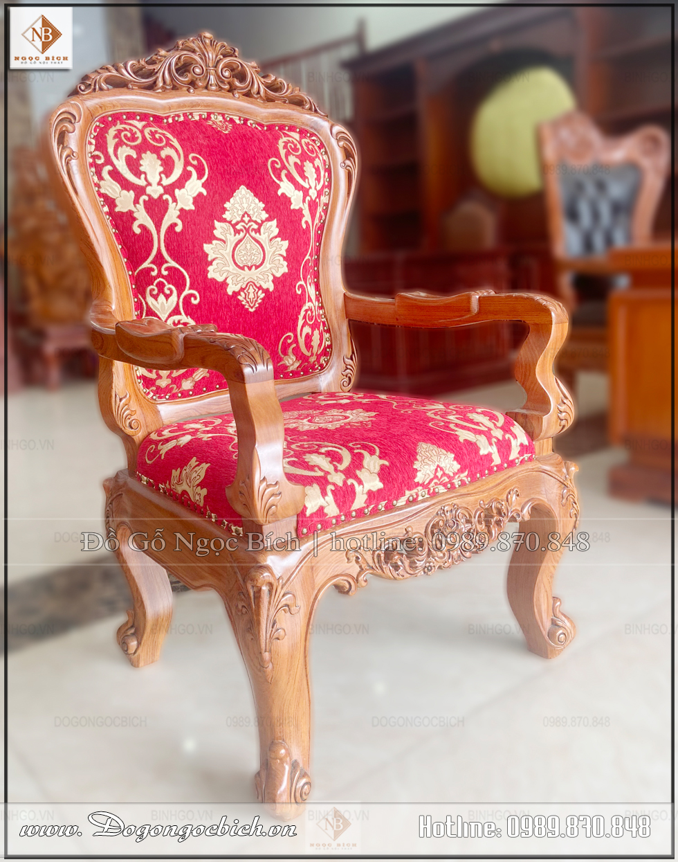 Ghế làm việc gỗ tự nhiên góc chụp nghiêng